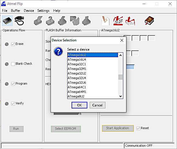 Flip device selection used in the Arduino Uno Hardware Manual