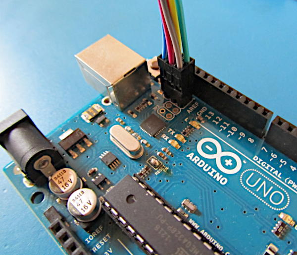 View of the Programmer Connected to the ATmega16U2 ISP Header